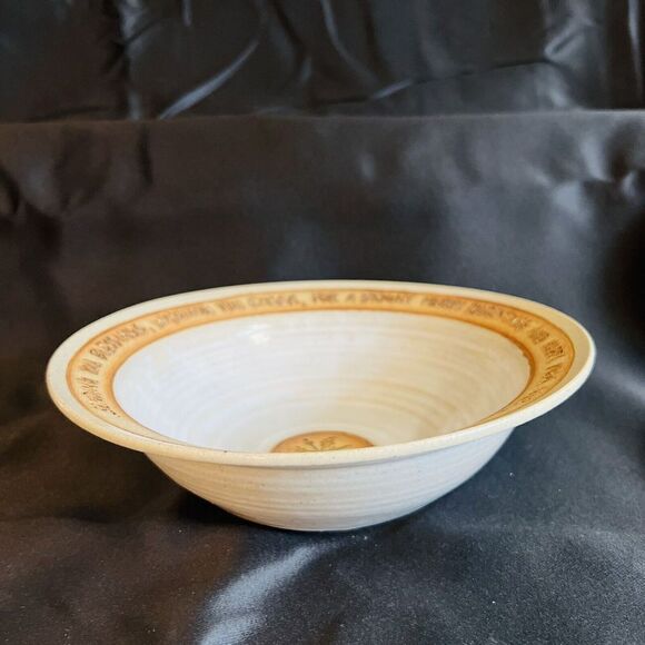 Exquisite Stoneware Studio Art Pottery Large Bowl Signed Christmas Blessing OOAK - Picture 2 of 9
